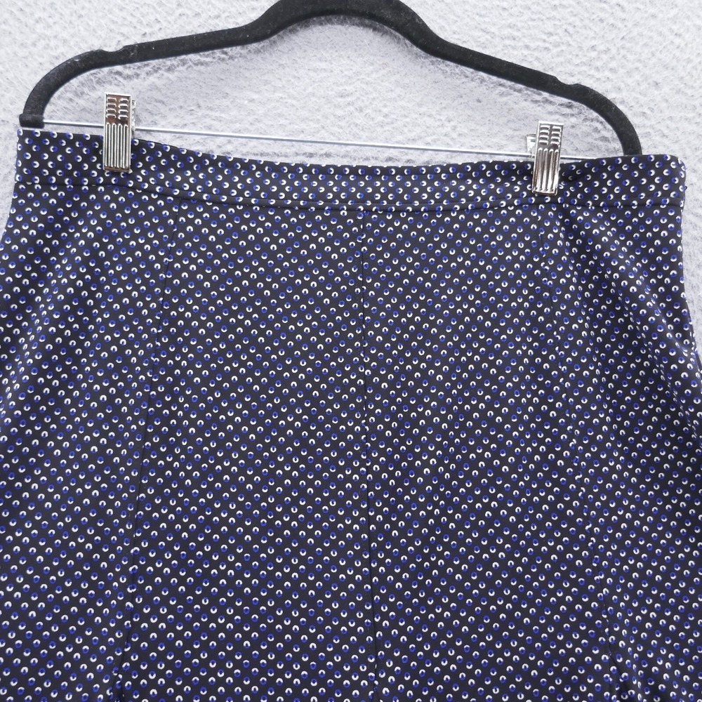 Talbots Petites Womens 14P Navy Blue Geometric Circle Print‎ ALine Flounce Skirt - Picture 3 of 11